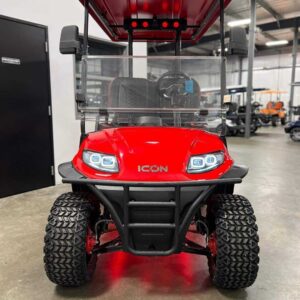 Used 2023 ICON i40 Lifted 4-Seater Electric Golf Cart | Candy Apple Red